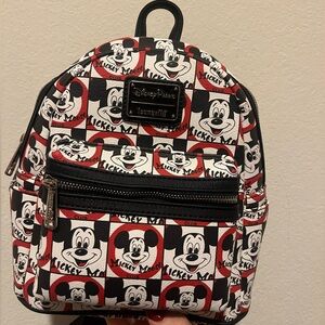 Disney Parks Loungefly Mickey Mouse Club White Black Red Mini Backpack
